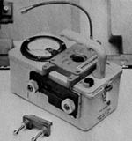 Calibration chamber remote testing setup for Civil Defense Survey Meters.